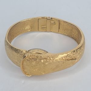 Norman‎ Vintage Ladies Clamper Watch Bracelet Cuff Brushed Gold-tone Swiss-Made